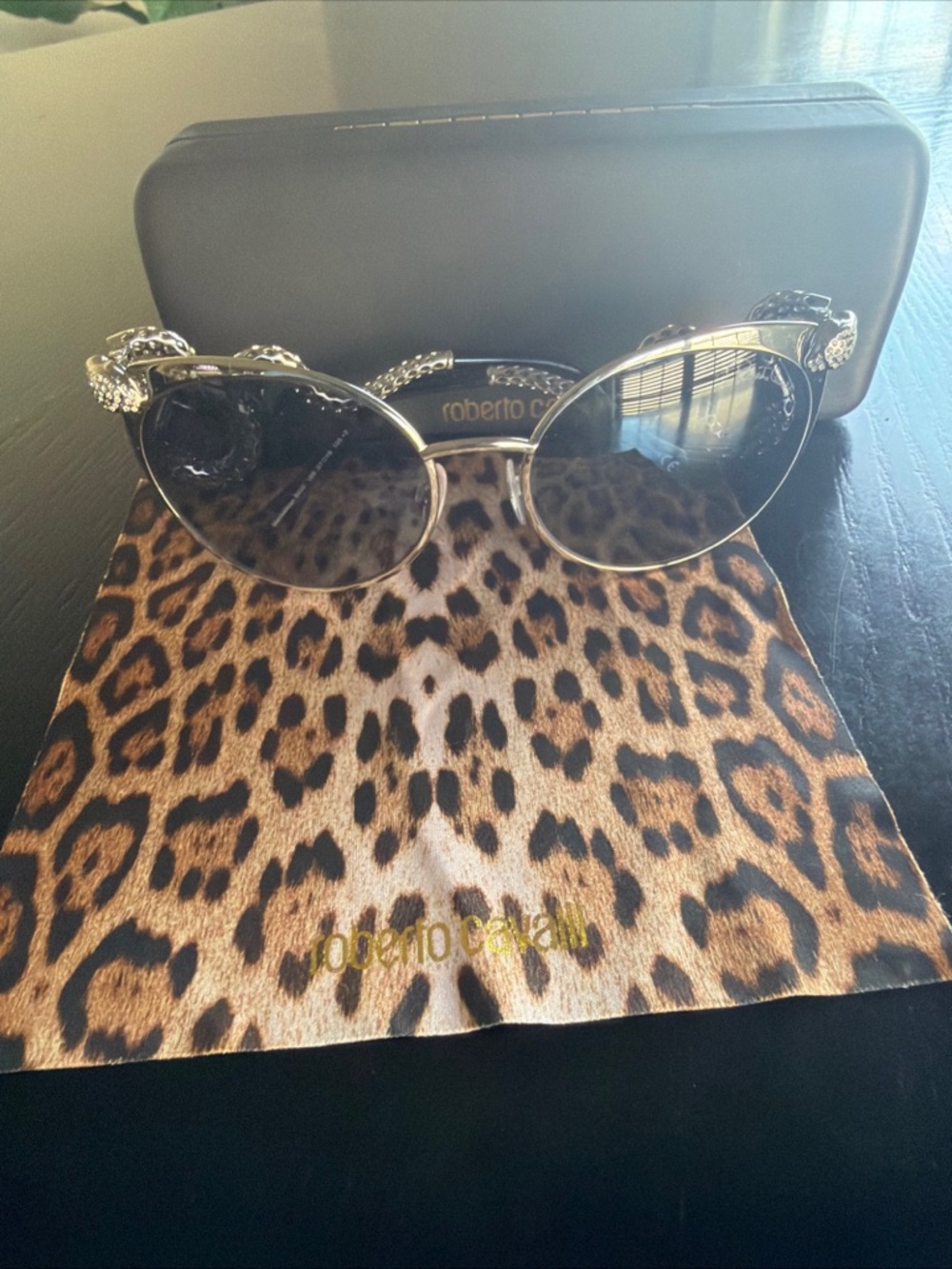 Roberto Cavalli Gold Frame Sunglasses with Black Gradient Lenses